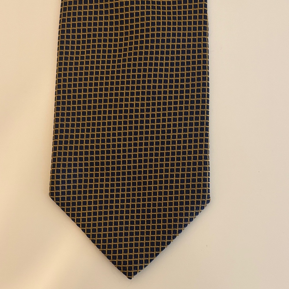 Brooks Brothers Navy and Gold Grid Silk Tie